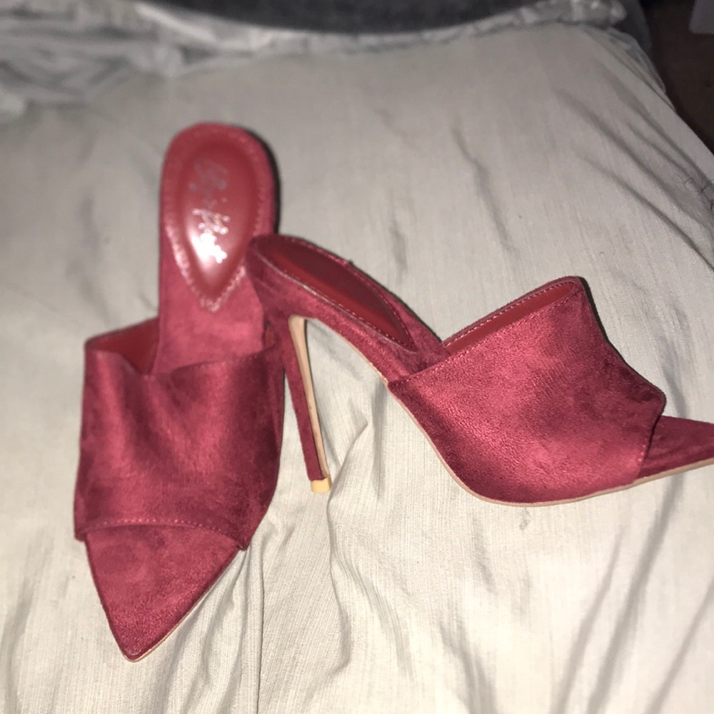 Burgundy mule heels
